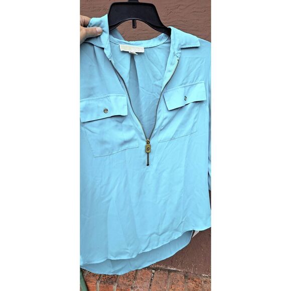 Michael Michael Kors Small Aqua Sheer Blouse - Picture 7 of 7